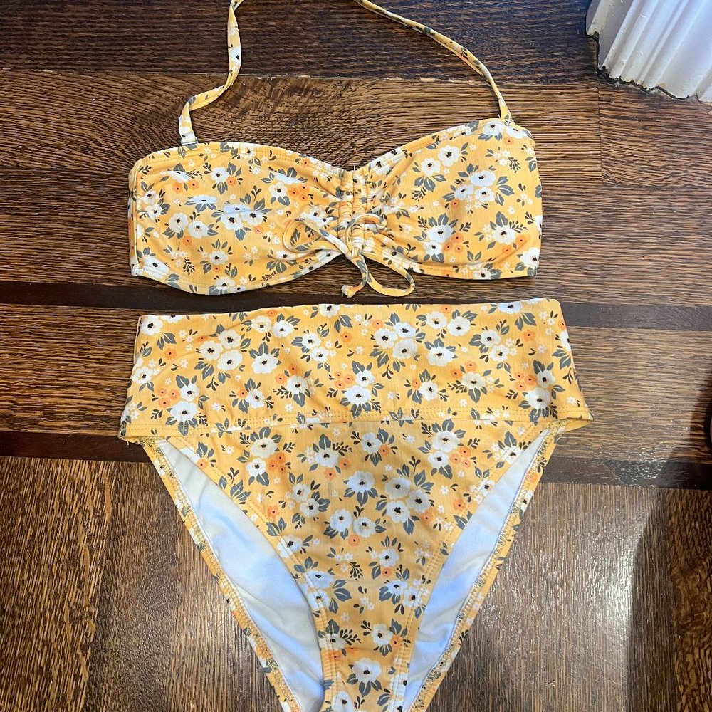 Pac Sun Salero Swim Yellow Floral Bikini size medium